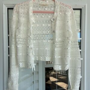 LoveShackFancy Roselline Cardigan in Daylight White